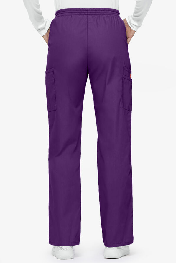 Dickies EDS Signature Women's 6-Pocket Classic Fit Pull-On Scrub Pants - Petite - Eggplant - 2
