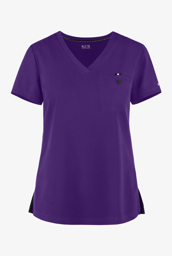 koi Next Gen Ready to Work Women's 1-Pocket STRETCH V-Neck Scrub Top - Grape - 1