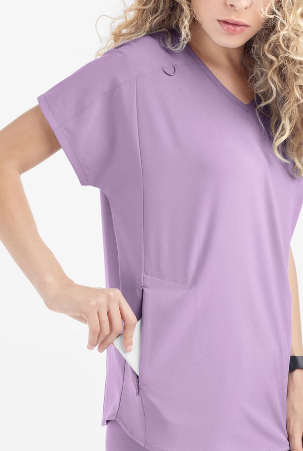 Easy STRETCH Sierra Women's Oversized 2 Pocket V-Neck Scrub Top - Amethyst Mist - 4