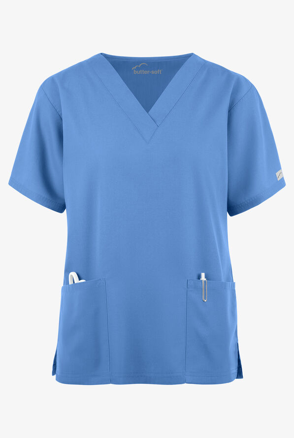 ButterSoft Scrubs by UA Women's Two Pocket Top, Solid Scrub Tops
