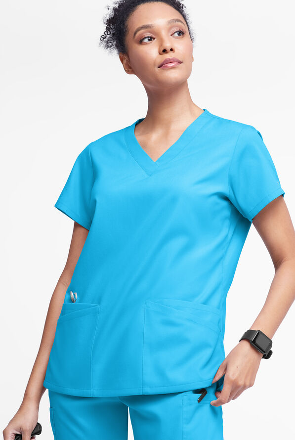 Blusa médica Butter-Soft Originals con cuello en V y 6 bolsillos para mujer - Turquoise - 2