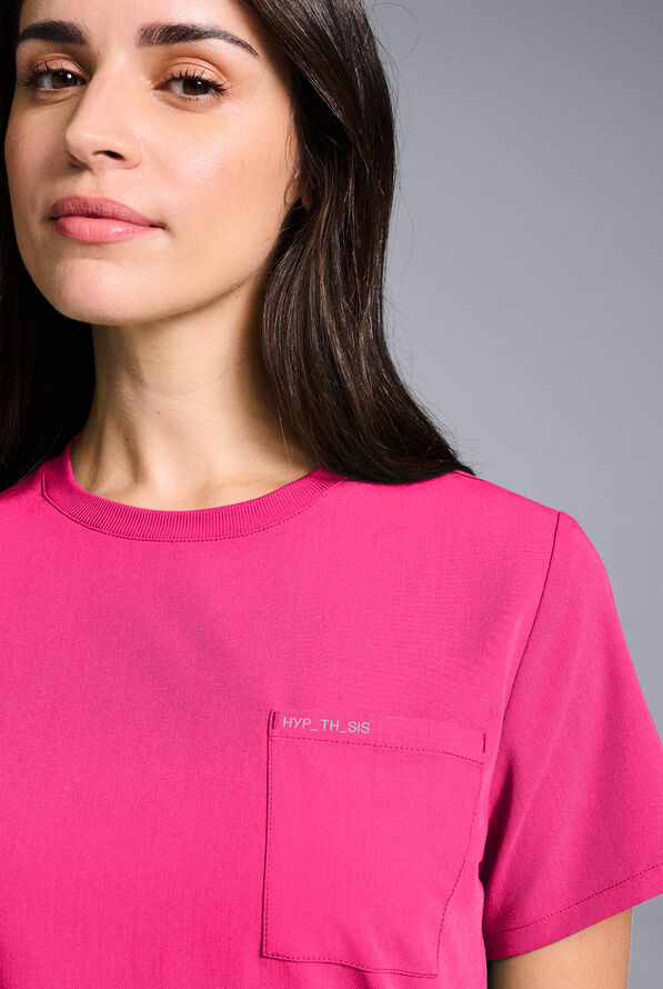 Blusa médica Hypothesis Base con cuello redondo para mujer - Reactive Pink - 4