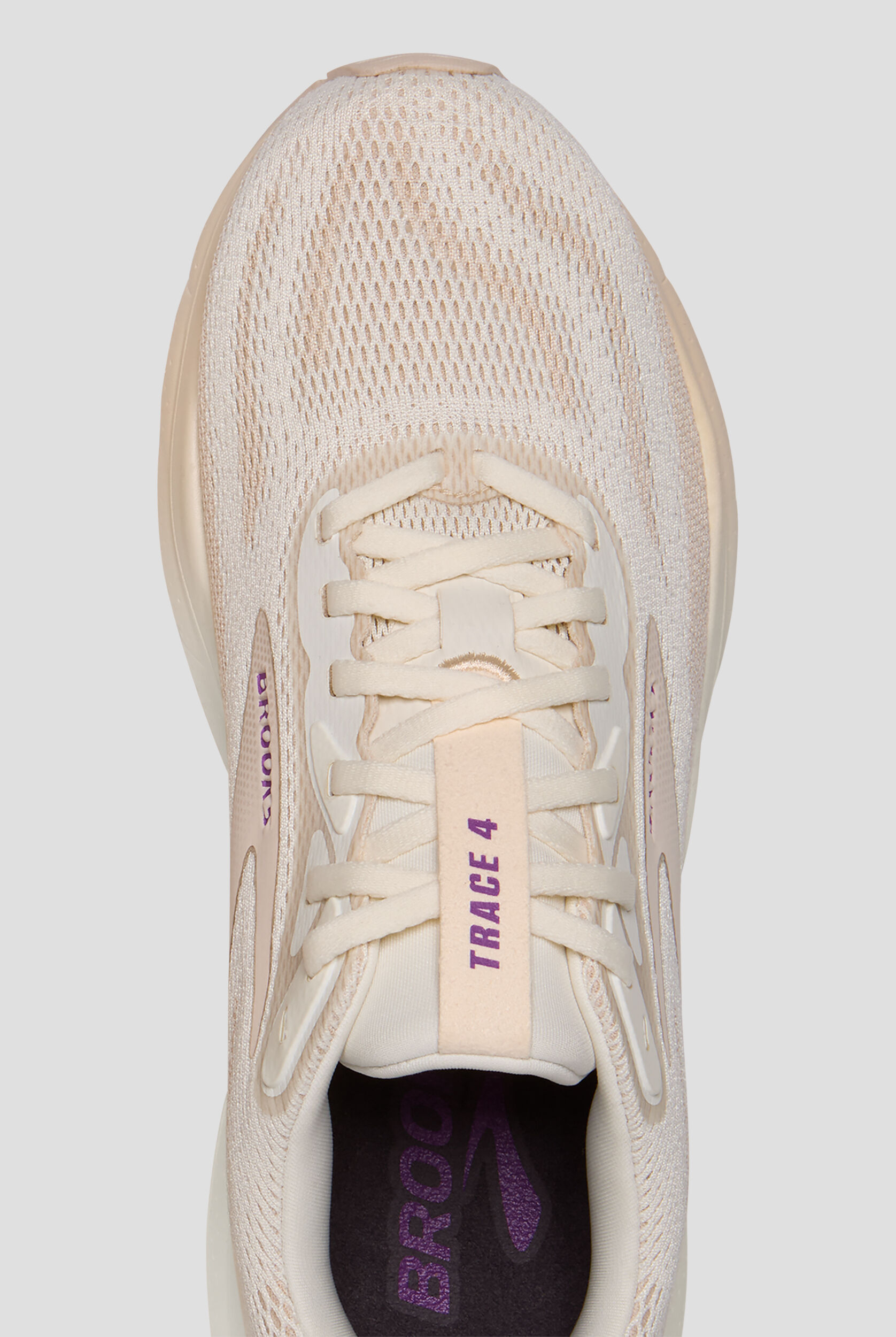 Brooks Women's Trace 4 Coconut Milk/Almond/Purple Athletic Lace Up
