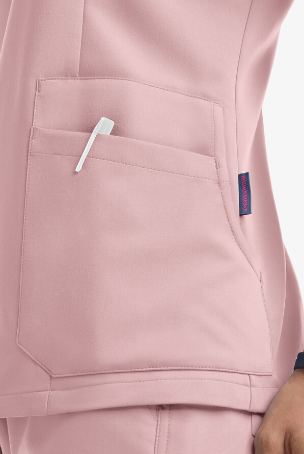 Blusa m&eacute;dica MOVEMENT by Butter-Soft Antares STRETCH con cuello en V y 6 bolsillos para mujer - Mauve Shadow - 8