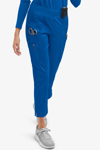 Butter-Soft STRETCH Women's 6-Pocket Pin-Tuck Crop Slim with Sport Trim Detail Scrub Pants