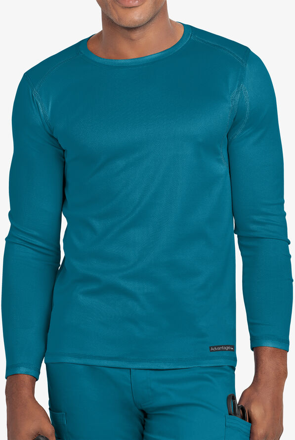 Advantage STRETCH Men's Long Sleeve Crew Neck Underscrub - Caribbean Blue - 2