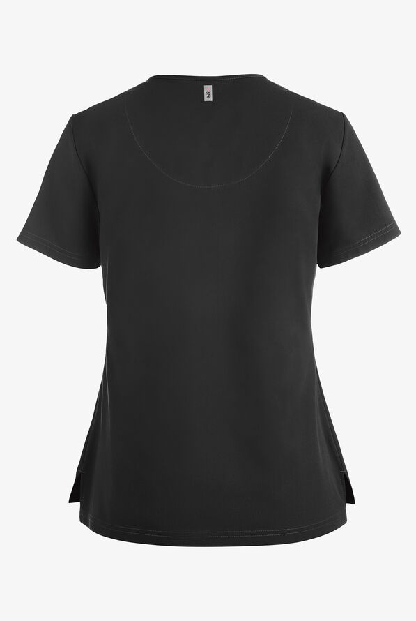 Grey's Anatomy by Barco Spandex STRETCH Bree Women's 1-Pocket Tuck In Scrub Top - Black - 2