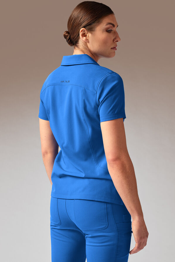 Hypothesis A-S All Situation Women’s 3-Pocket Polo Neck Scrub Top - Royal - 3