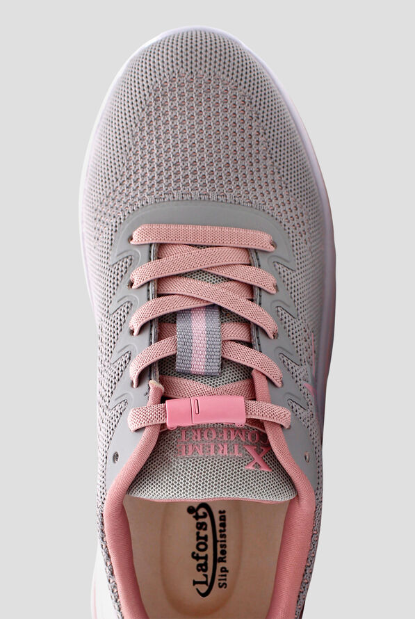 LaForst Women's Extreme Comfort Slip-Resistant Gliders Heartbeat Grey/Pink Bungee Athletic Shoes - null - 2