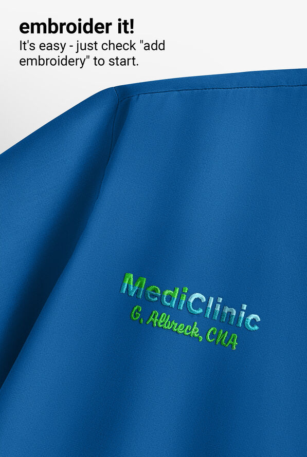 Camisa m&eacute;dica Healing Hands 360 Spencer STRETCH con cuello en V y 1 bolsillo para hombres - Royal - 4