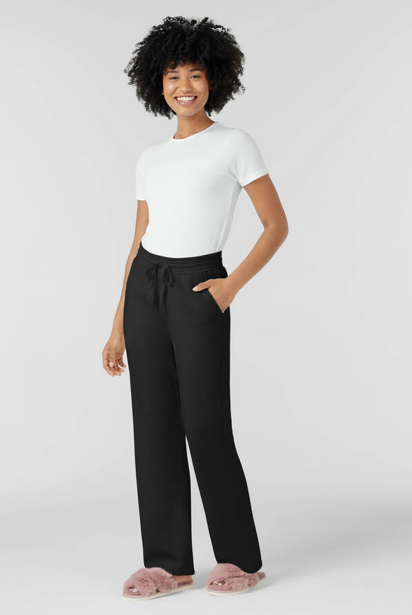Pantal&oacute;n m&eacute;dico Wink Unwind STRETCH de felpa con piernas anchas y 2 bolsillos para mujer - Black - 3