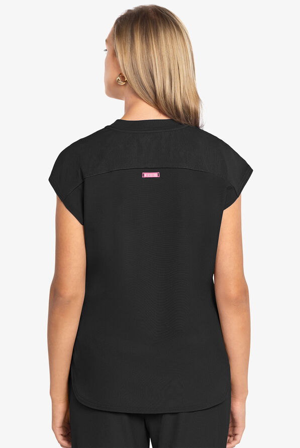 Blusa m&eacute;dica Med Couture Amp STRETCH con cuello redondo y 2 bolsillos para mujer - Black - 4