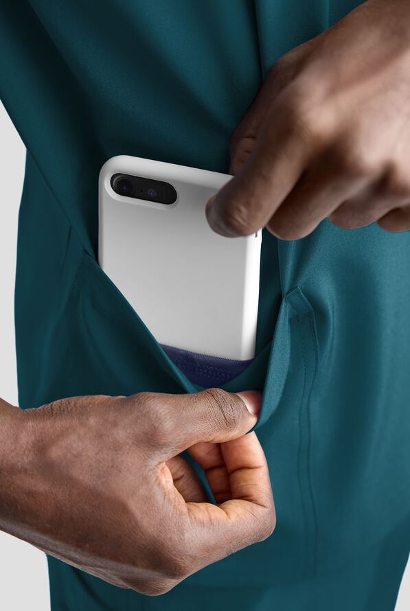 Easy STRETCH Men's 6-Pocket V-Neck Scrub Top - Caribbean Blue - 6