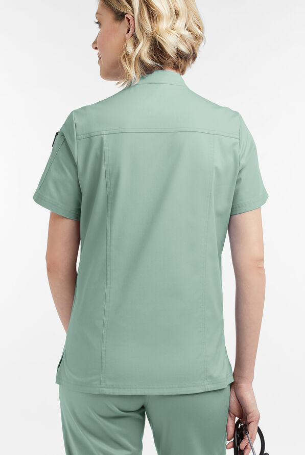 Blusa m&eacute;dica UA Butter-Soft STRETCH con cremallera y 6 bolsillos para mujer - Eucalyptus Leaf - 4