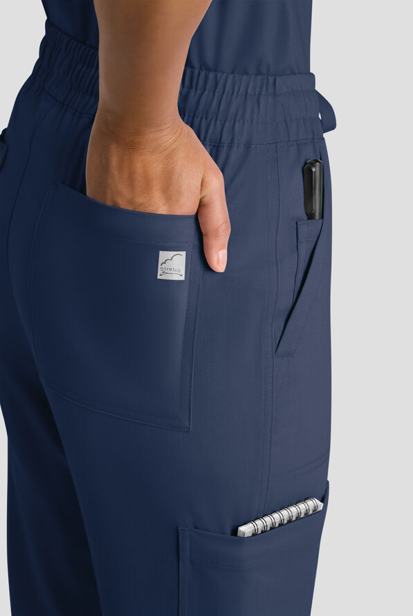 Butter-Soft STRETCH FLXTEK+ Women's 8-Pocket Straight Leg Cargo Scrub Pants - Tall - Navy - 4