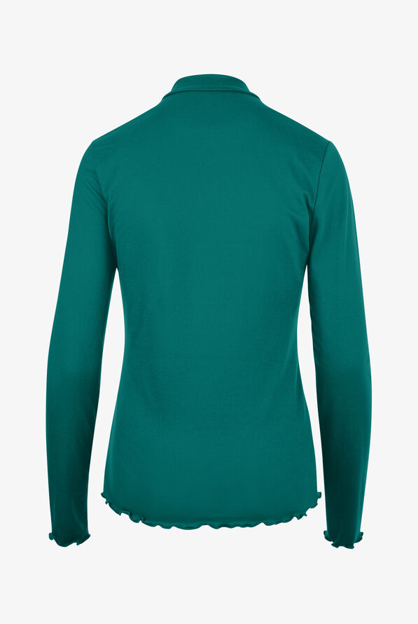 Med Couture Amp Women's STRETCH Merrow Edge Mock Neck Knit Underscrub - Deep Emerald - 2