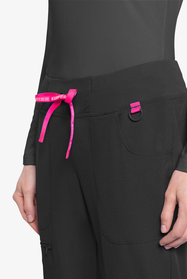 Med Couture Amp Women's 6-Pocket STRETCH Jogger Scrub Pant - Black - 3