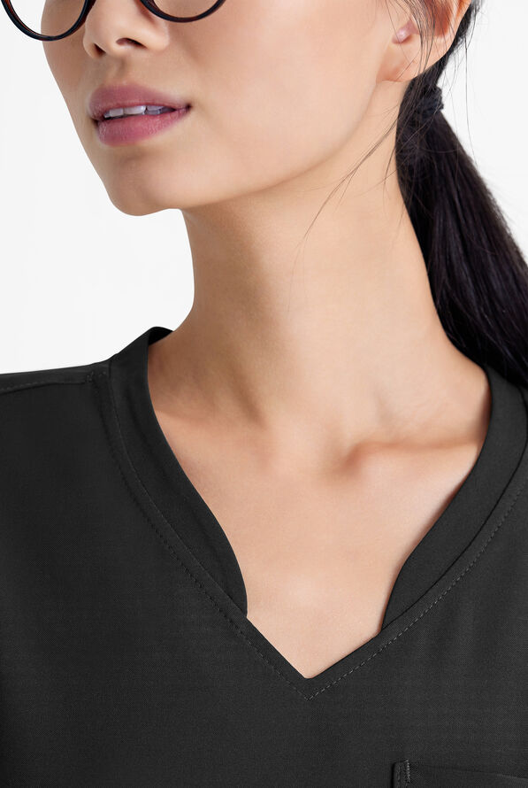 Grey's Anatomy by Barco Evolve STRETCH Sway Women's 1-Pocket Tuck In V-Neck Scrub Top - Black - 4