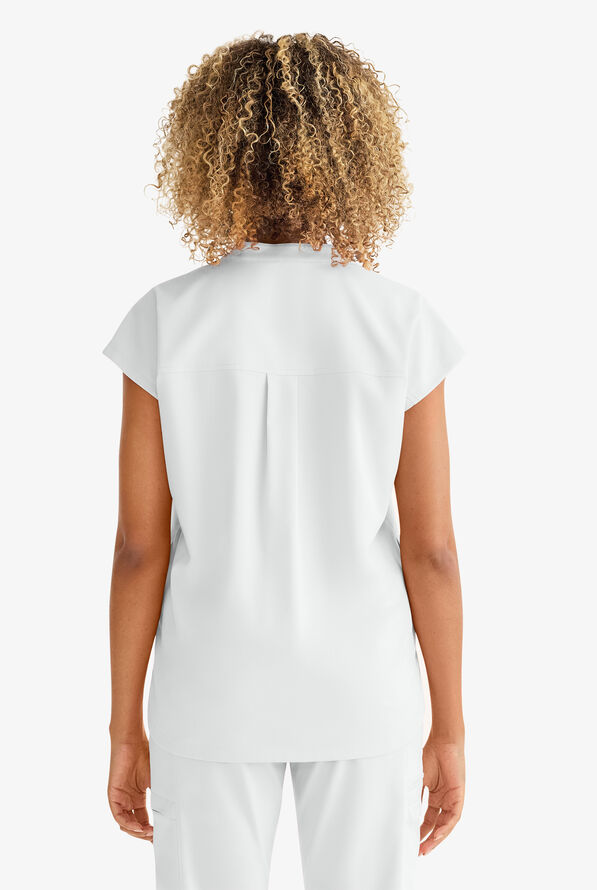 Healing Hands Purple Label Journey Women's 2-Pocket STRETCH Dolman Sleeve Mandarin Collar Scrub Top - White - 5