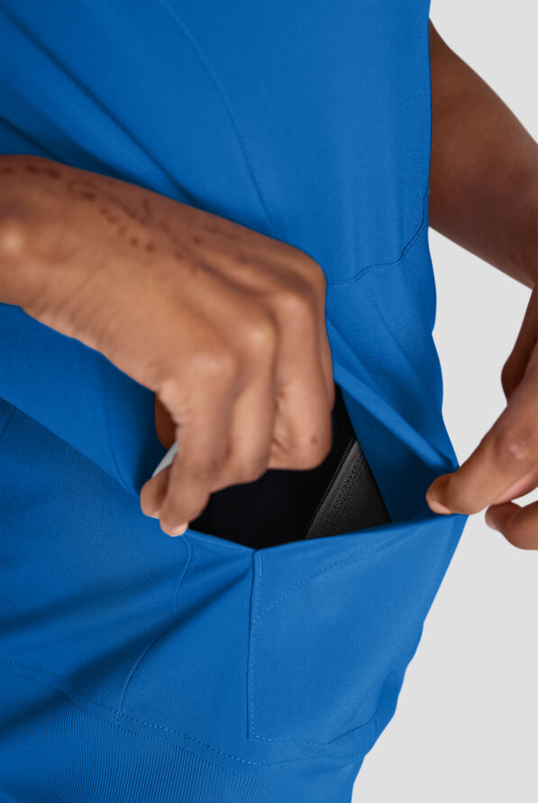 Blusa m&eacute;dica Easy STRETCH con cuello redondo y 2 bolsillos para mujer - Royal - 5
