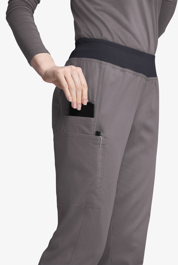 Pantalón médico Butter-Soft Originals de tiro medio estilo yoga con piernas entalladas y 5 bolsillos para mujer - Grey Stone/Pewter - 2