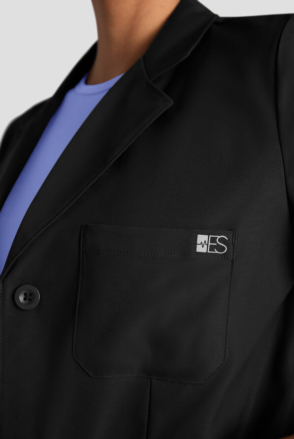 Easy STRETCH Simone Women’s 29 1/2"  5-Pocket Consultation Scrub Lab Coat - Onyx Black - 5