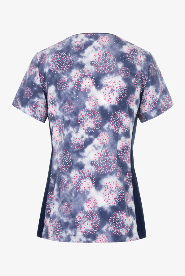 Healing Hands Fantastical Dots Women's 3-Pocket STRETCH V-Neck Print Scrub Top - null - 2