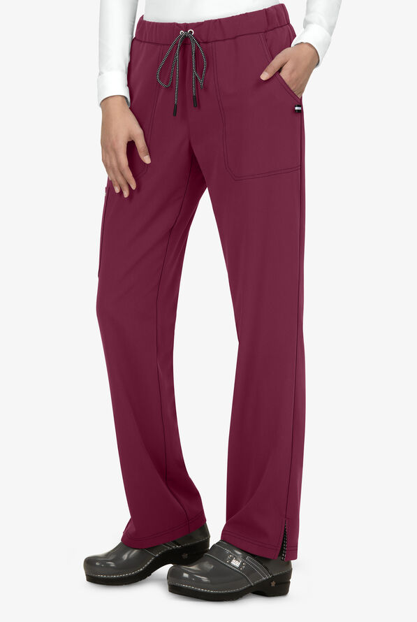 koi Next Gen Everyday Hero Women's 5-Pocket STRETCH Drawstring Cargo Scrub Pant - Wine - 1