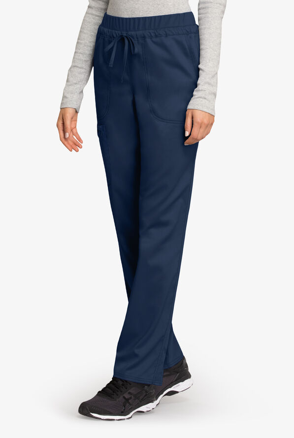Cherokee Workwear Revolution Women's 5-Pocket STRETCH Drawstring Cargo Scrub Pants - Navy - 1