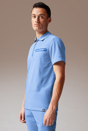 Hypothesis Alpha System Men’s 1-Pocket Zip Neck Polo With Tonal Trim Scrub Top
