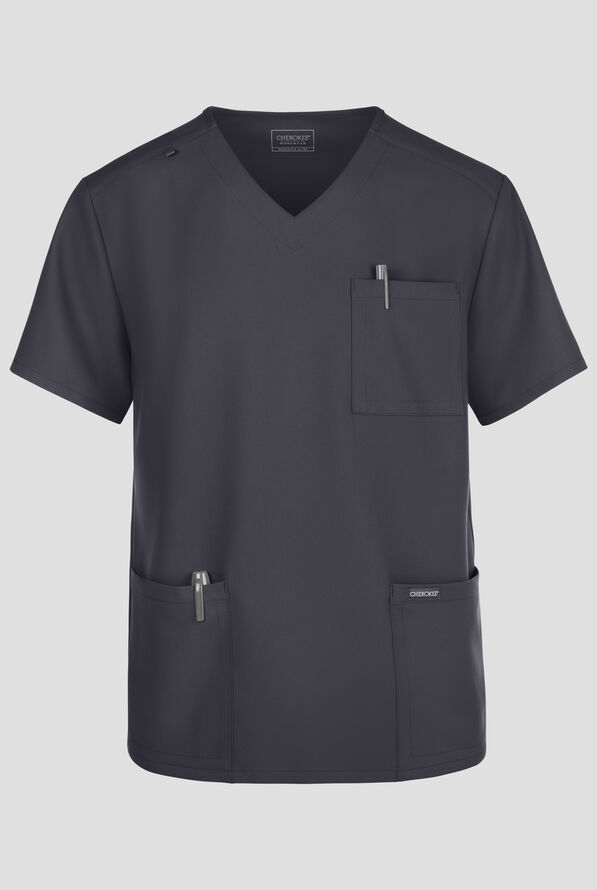 Camisa m&eacute;dica Cherokee Workwear Originals Ultra con cuello en V y 3 bolsillos para hombre - Pewter - 1