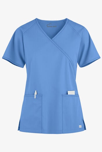 Butter-Soft Core Raglan Women's 2-Pocket Mock Wrap Scrub Top
