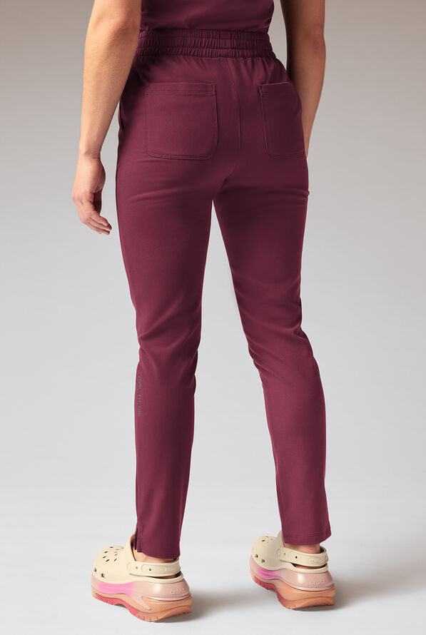 Hypothesis A-D All Duty Women’s 6-Pocket Slim Straight-Leg Scrub Pant - Wine - 2