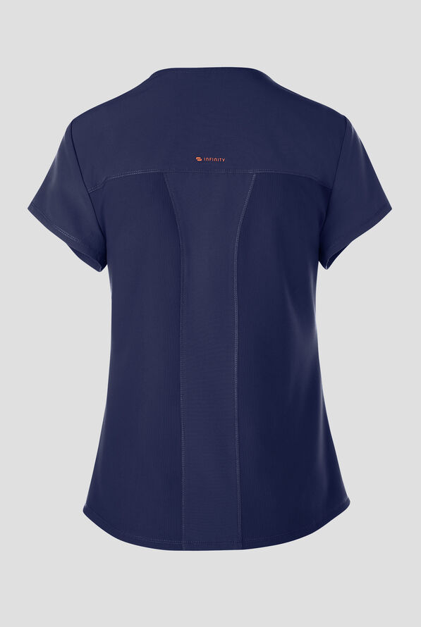 Infinity GNR8 Women's 2-Pocket STRETCH Collar Wrap Scrub Top - Navy - 2