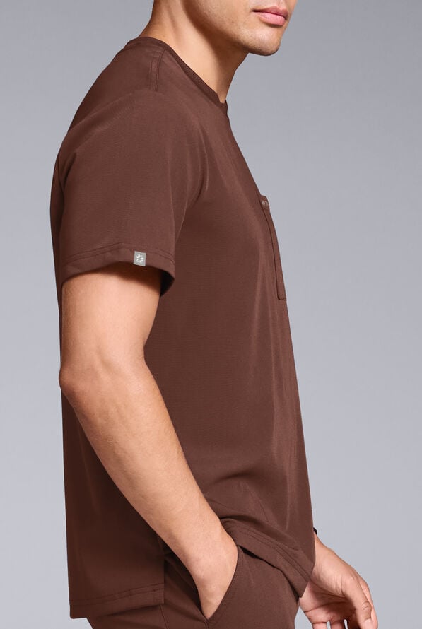 Camisa m&eacute;dica Hypothesis S-R Shift Ready con cuello redondeado y 1 bolsillo para hombre - Bitter Chocolate - 5