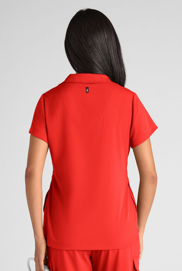 Grey's Anatomy by Barco Emerge Emery Women's 3-Pocket STRETCH Collar V-Neck Scrub Top - Sunset Orange - 3