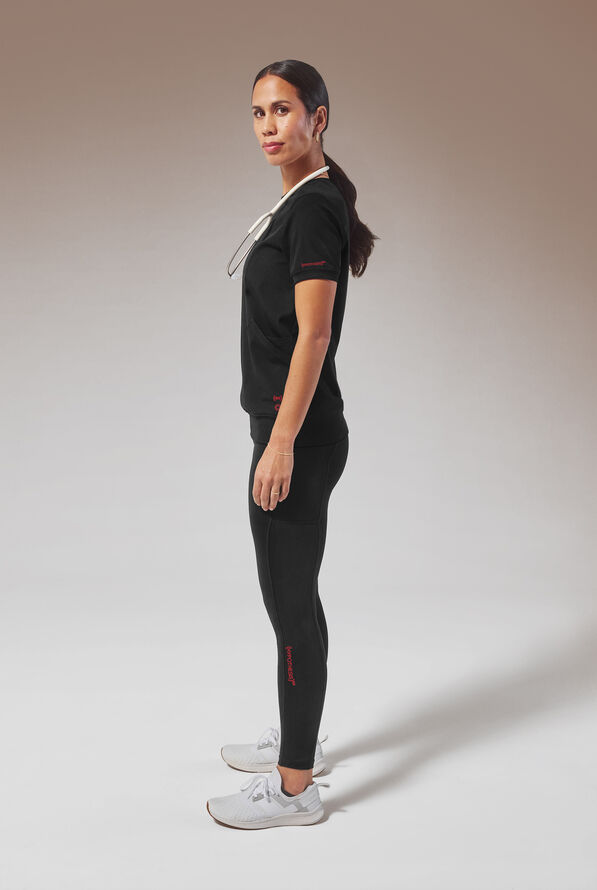 Hypothesis (RED) Kentica Women's 4 Pocket Crew Neck Scrub Top - Jet Black - 5