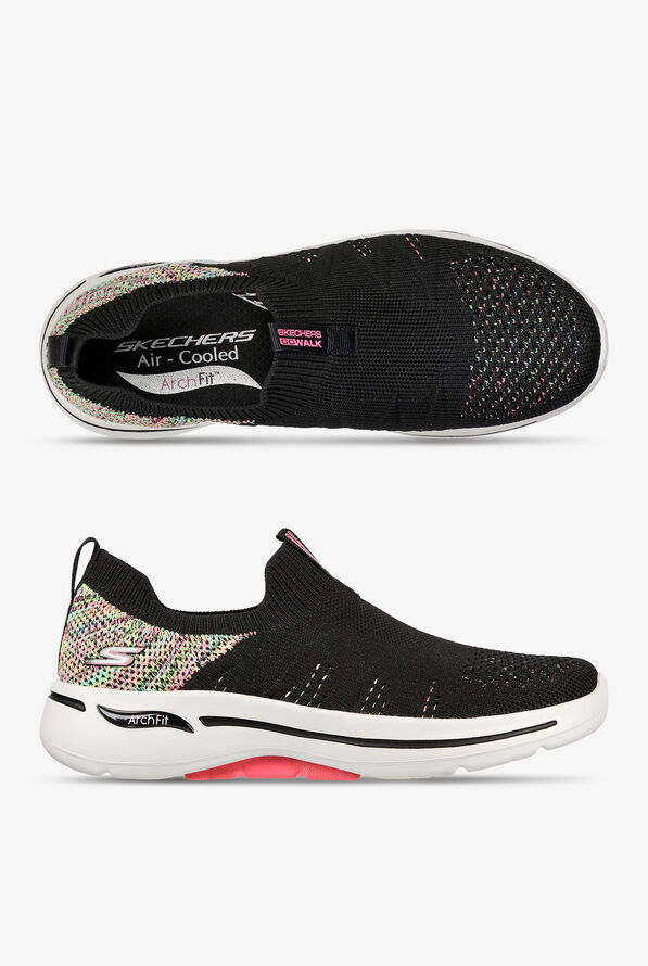 Skechers Performance Women's GoWalk Arch Fit Fun Times Black/Multi Athletic Slip On Nursing Shoes - null - 1