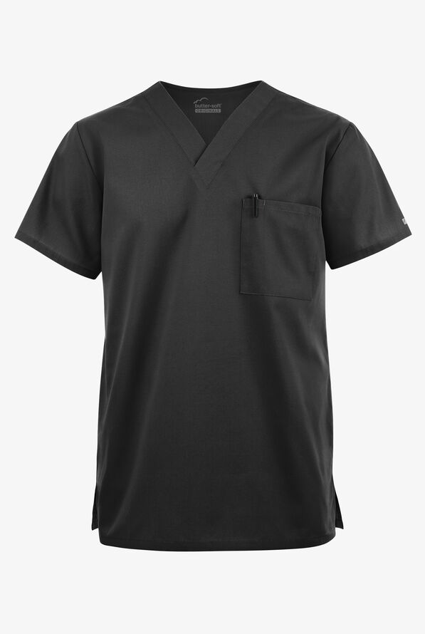 Blusa médica unisx Butter-Soft Originals con cuello en V y 2 bolsillos - Black - 1