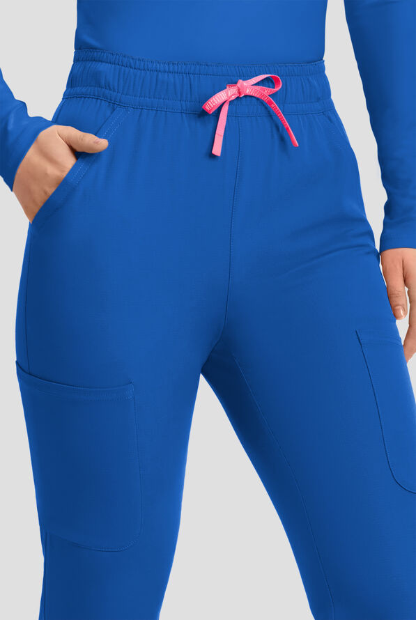 Pantalón médico Med Couture Amp STRETCH de tiro alto estilo cargo con piernas acampanadas y 4 bolsillos para mujer - Royal - 2