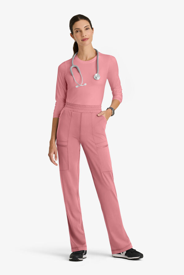 Grey's Anatomy by Barco Knit STRETCH Momentum Women's 6-Pocket Cargo Scrub Pants - Canyon Pink - 4