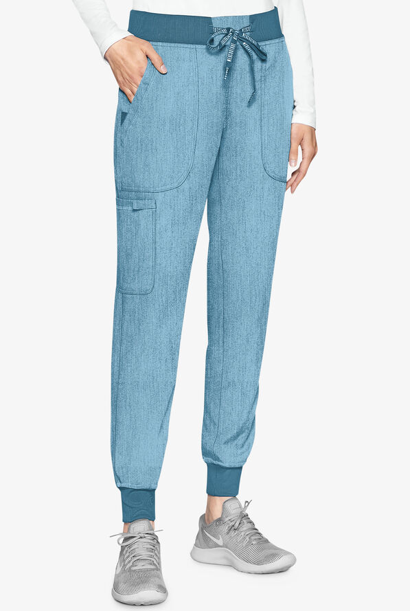 Med Couture Touch Women's 5-Pocket STRETCH Cargo Yoga Jogger Scrub Pants - Blue Jean Baby - 1