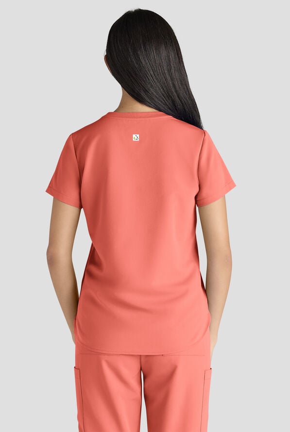 Blusa m&eacute;dica ReSurge Citrine con cuello redondo y 1 bolsillo para mujer - Chilled Guava - 2