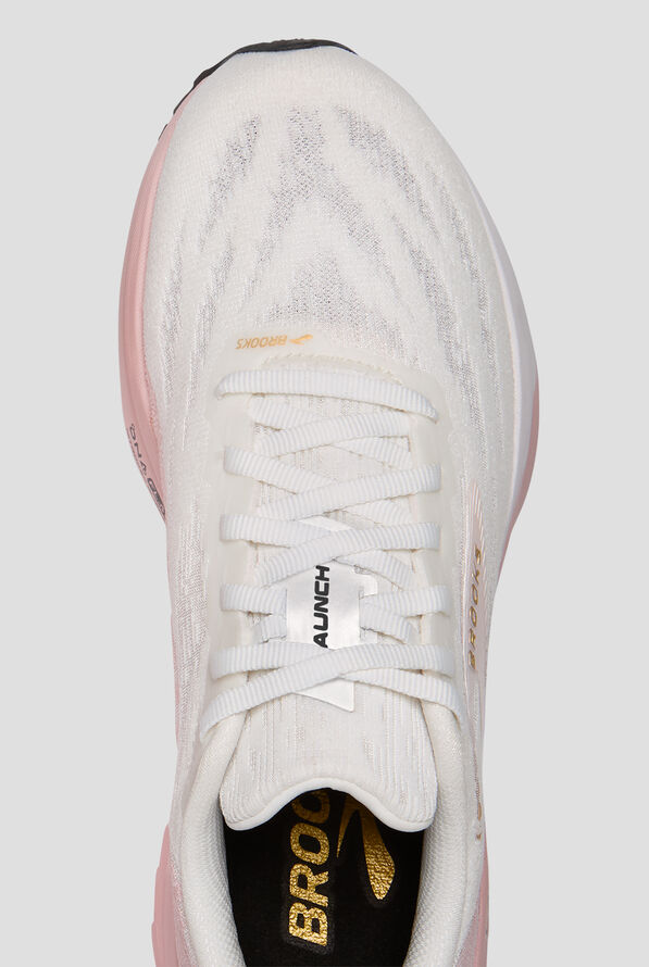 Brooks Women's Launch 11 White/Gold/Pink Athletic Lace Up Shoes - null - 2