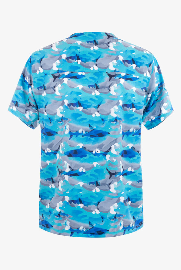 Skechers Wild Tides Camo Men's 1-Pocket STRETCH V-Neck Print Scrub Top - null - 2