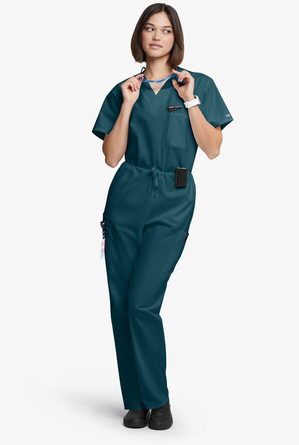 Butter-Soft Originals Unisex 4-Pocket Drawstring Relaxed Straight Leg Scrub Pants - Caribbean Blue - 4