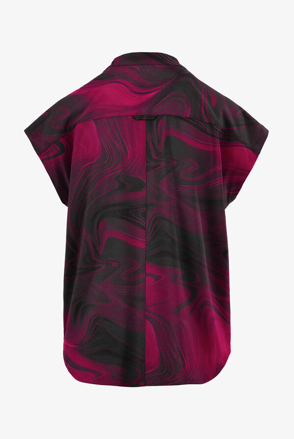Blusa m&eacute;dica estampada Easy STRETCH Dreamy Waves Wine de corte extra holgado con cuello en V y 2 bolsillos para mujer - null - 2