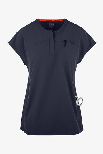 Infinity GNR8 Women's 3-Pocket STRETCH Rib-Knit Dolman Sleeve Zip Placket Round Neck Scrub Top