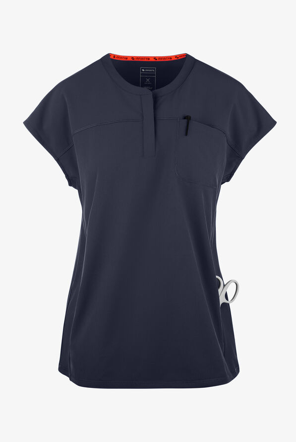 Blusa médica Infinity GNR8 STRETCH con mangas dolmán y tapeta con cremallera para mujer - Navy - 1