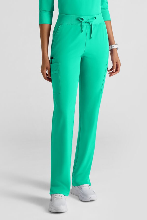 WhisperLite YARA Women's 10-Pocket STRETCH Cargo Straight Leg Scrub Pants - Dynasty Green - 1